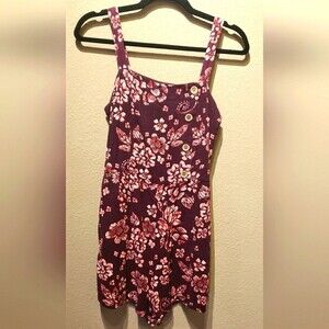 Aeropostale Red Floral Romper with Pockets Size Medium